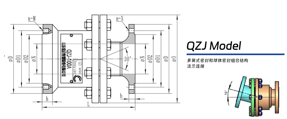 QZJ型球體轉(zhuǎn)動式旋轉(zhuǎn)接頭圖紙